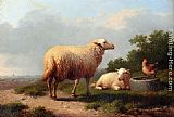 Eugene Verboeckhoven Famous Paintings - Sheep In A Meadow